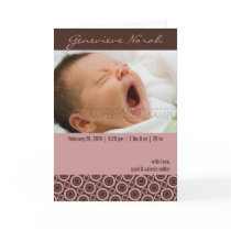 Retro Circles Rosy Brown • Baby Announcement Greeting Cards