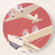 Retro City of New York Airports WPA Poster Beverage Coaster