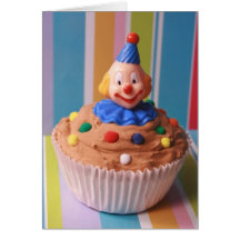 Retro Clown Cupcake Card