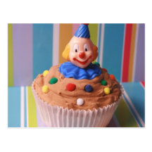 Retro Clown Cupcake Postcards
