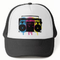 Retro CMYK Boombox Grafitti Spray Paint Design hats