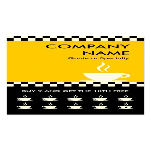 retro coffee checkers punchcard business card template