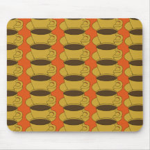 Retro Coffee Cups on orange mousepad