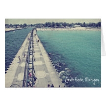 Retro Colorful South Haven Michigan Lake Michigan Greeting Cards