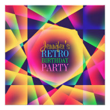 Retro Colours Birthday Party invitation