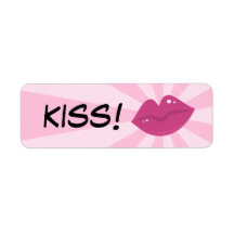 Retro comic book lipstick lips label