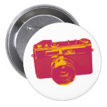 Rétro conception orange et rouge d'appareil-photo badge avec épingle
