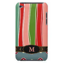 Rétro contact coloré d'iPod de motif de monogramme Étui Barely There iPod