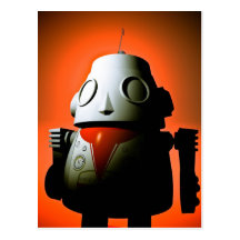 Retro Cropped Toy Robot 01 Postcard