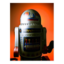 Retro Cropped Toy Robot 02 Postcard