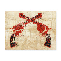 Retro Crossed Pistols Post Card