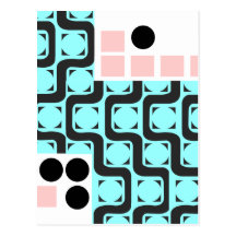 Retro Curved Lines Squares and Circles Post Cards