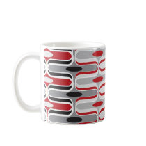 Retro Curves Red and Black Mug