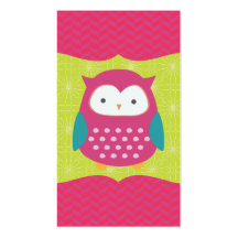 Retro Cute Owl Purple & Green Mom Calling Card Business Card