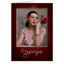 RÉTRO DAME IN RED - CARTES VIERGES DE NOTE