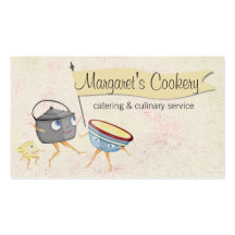 Retro dancing cooking pots utensils biz card business card