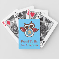 Retro Deco USA 4th July Patriotic Owl Design playing cards