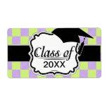 rétro diplômé checkered vert pourpre d'obtention d étiquettes d’expédition