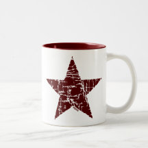 Retro Distressed Star - dark red Mugs