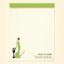 Retro Diva Custom Flat Note Cards (lime) invitations