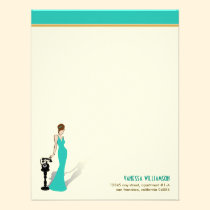 Retro Diva Custom Flat Note Cards (turquoise) invitations