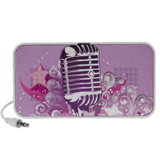 retro diva microphone mic  vector illustration laptop speakers