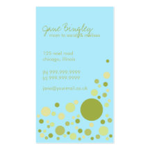 "Retro Dots" Aqua & May Green Mommy Business Card