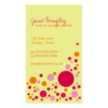 "Retro Dots" Pink & Yellow Mommy Business Card