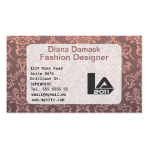 Retro Elegant Damask Rosy Brown Business Card
