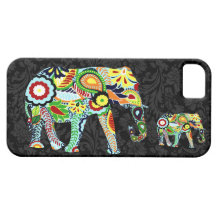 Rétro éléphant coloré d'Abstrac de fleurs Étuis iPhone 5
