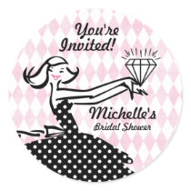 Retro Engaged II Bridal Shower Sticker