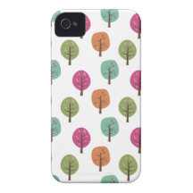 Retro Fall Trees Pattern iPhone 4 Case