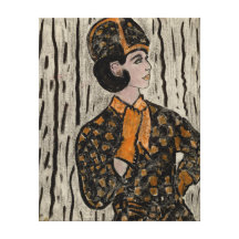 Rétro fille de la ville haute impression sur toile