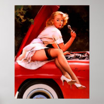 Rétro fille vintage de pin-up de mécanicien de voi poster