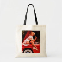 Rétro fille vintage de pin-up de mécanicien de voi sac