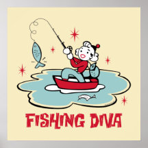 Retro Fishing Diva Poster