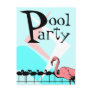 Retro Flamingo Pool Party Invitation Postcards PCs