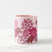 Retro Floral mug in Pink