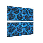 Retro Flourish Blue Stretched Canvas Print