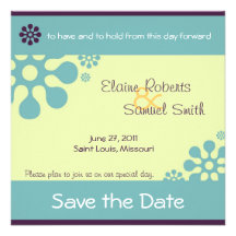 Retro Flower Save the Date Personalized Invitations