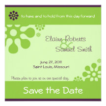 Retro Flower Save the Date Personalized Invitations