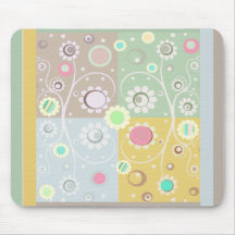 Retro Flowered Colour Block Mouse Pad