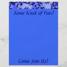 Retro Flowers Abstract Sapphire Blue Fun Flyer