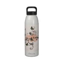 Retro flowers and butterflies Liberty Bottle water bottles