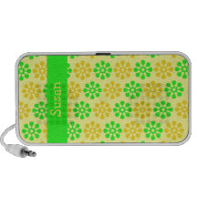 Retro Flowers Lemon & Lime Personalized Speaker