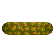 Retro Flowers Olive Skateboard