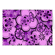 Retro Flowers Purple Amethyst Greeting Card