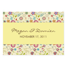 Retro Flowers · Yellow · Wedding Favour Tag Business Cards