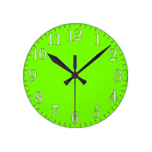 Retro Fluoro Lime-Green Time Piece Wallclocks