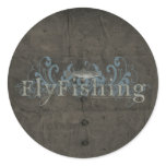 Retro Fly Fishing Round Stickers
